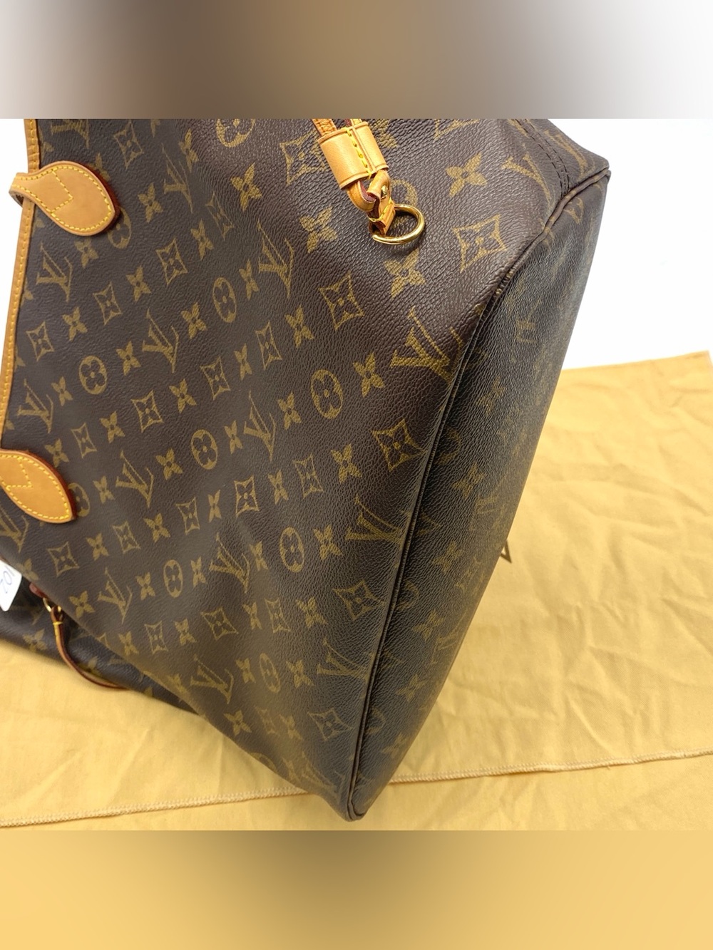 Louis Vuitton Monogram Neverfull Classic Leather Tote Bag MM Initials - Picture 11 of 11